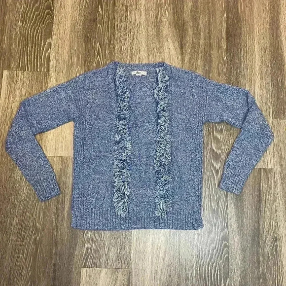 Bass Sweaters - Womens Bass Blue Ruffle Front Sweater - S
